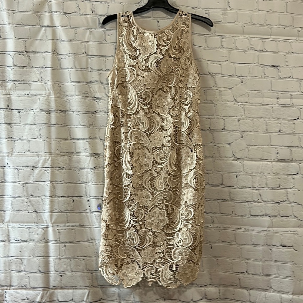ADRIANNA PAPELL Womens Ivory Sleeveless Above, Knee Party Sheath Dress, Size 10